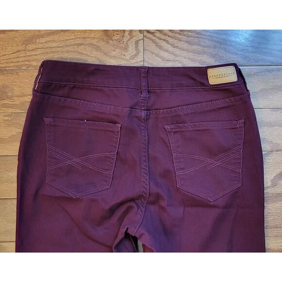 Aeropostale Women High Rise Jegging In Burgundy Brushed Denim Skinny Size 6 - Picture 4 of 8